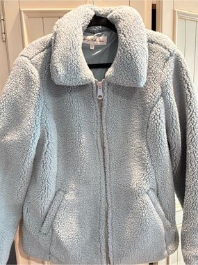 Sebby Collection Green/Blue Faux Sherpa Zip-Up Teddy Jacket